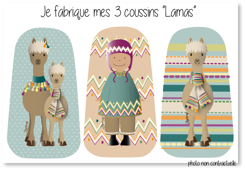 Kit 3 coussins lamas
