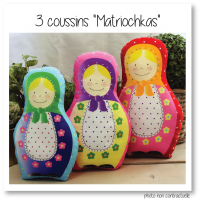 Kit 3 coussins matriochkas 