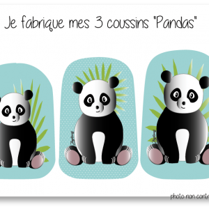 Kit 3 coussins pandas