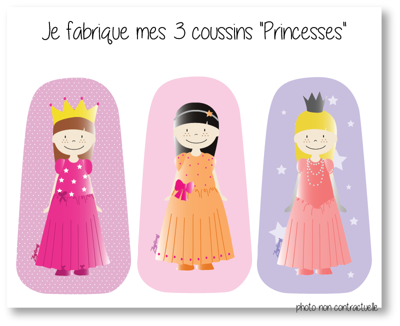 Kit 3 coussins princesses