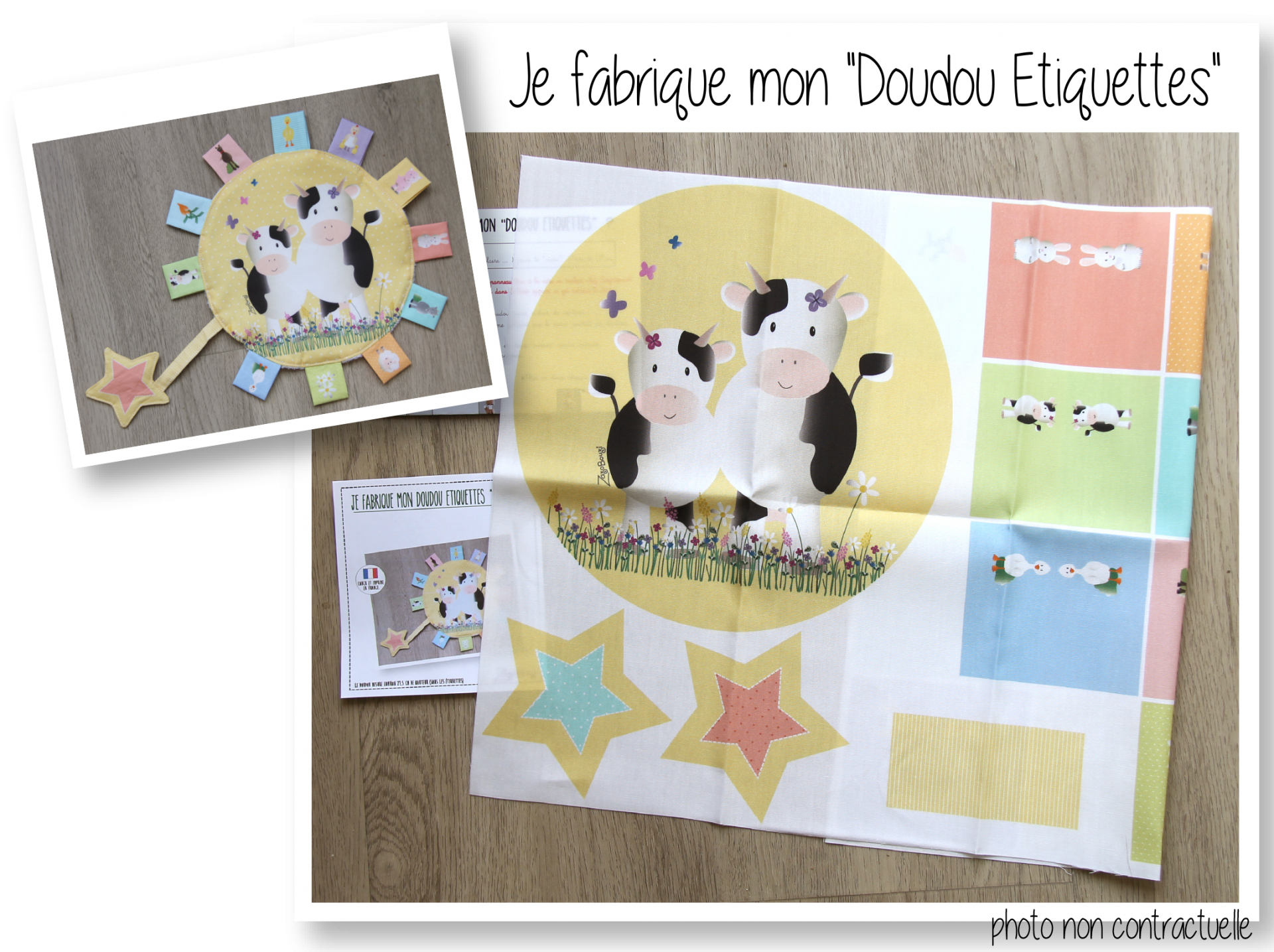 Photo kit doudous etiquettes vaches